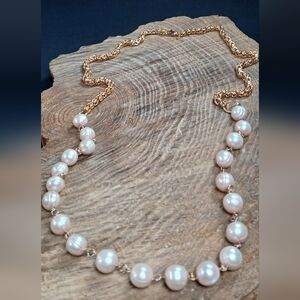 Honora Pink Cultured Pearl 36" Bronze Link Necklace